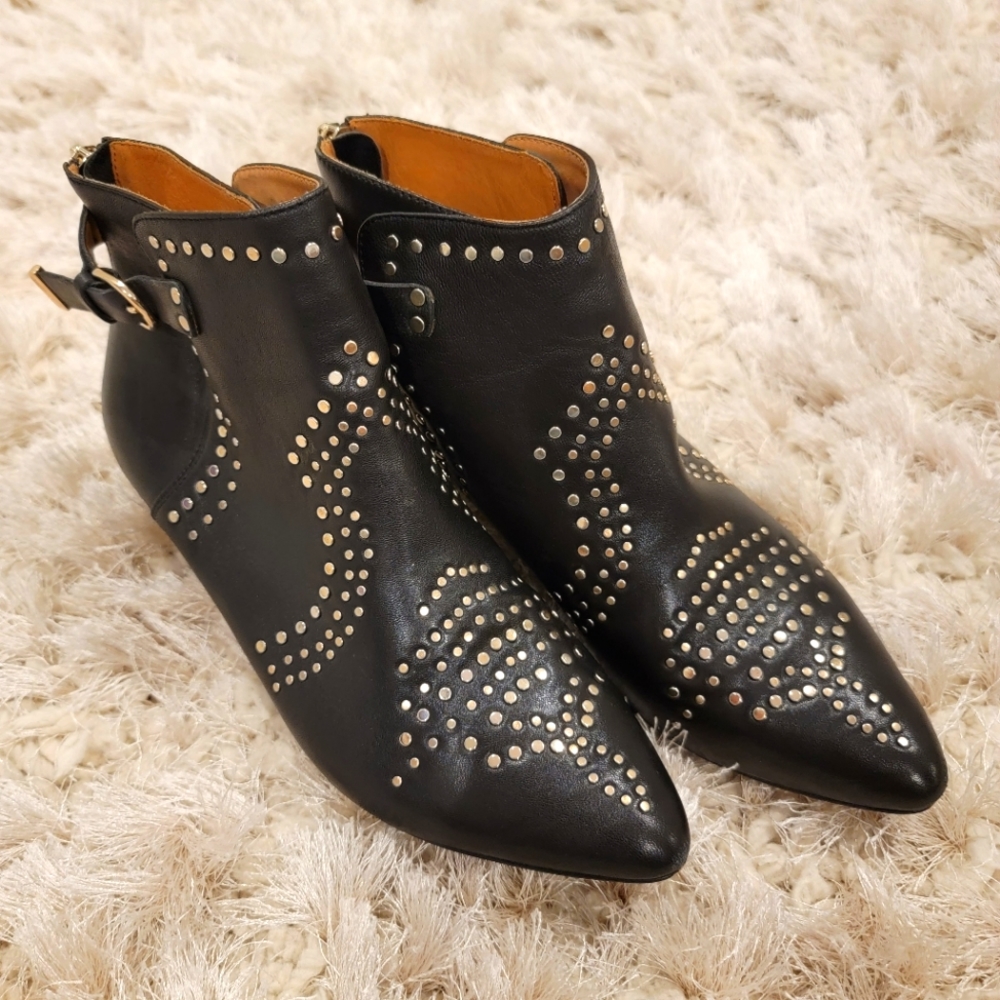 Joie Bickson Studded Black Leather Booties